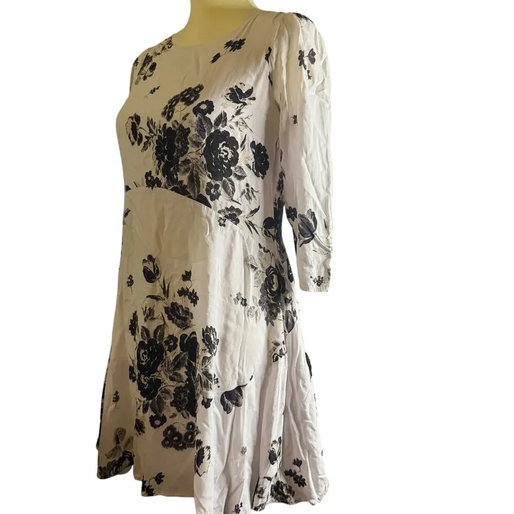 Free People Black & White Floral Back Cutout Dress, Women's Size XS